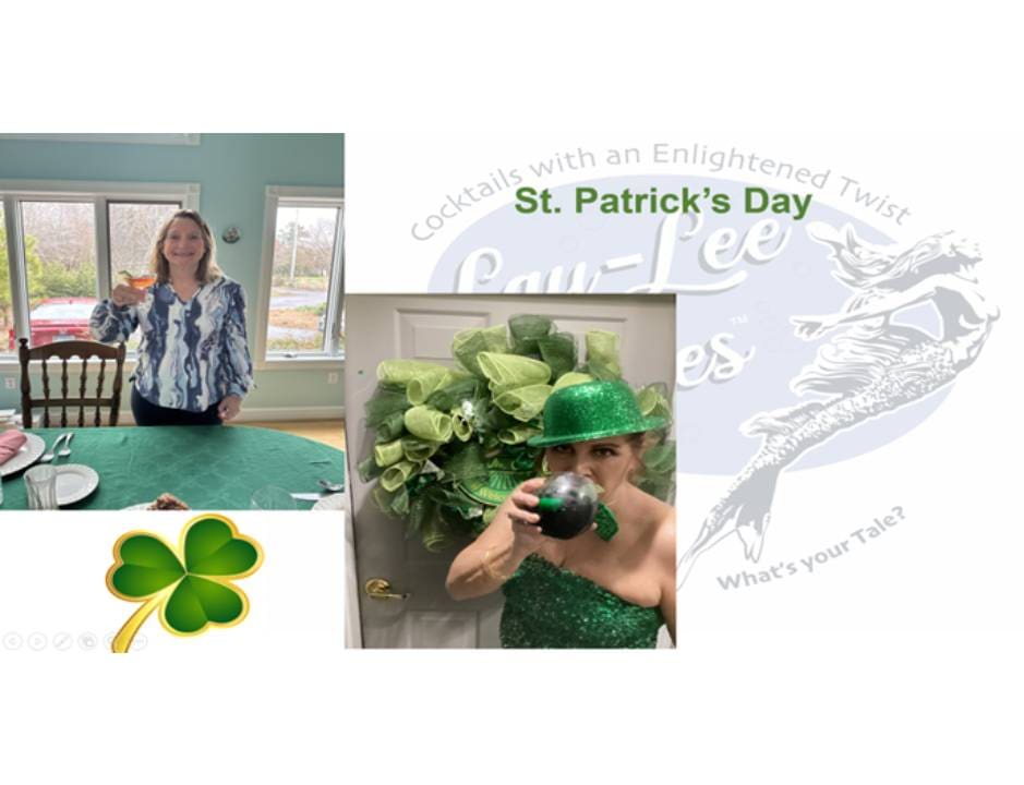 Collage celebrating St. Patrick's Day with festive images and a woman smiling.